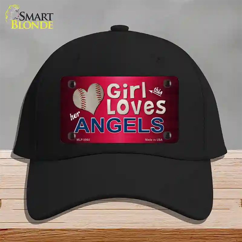 This Girl Loves Her Angels Novelty License Plate Hat Cotton / Black