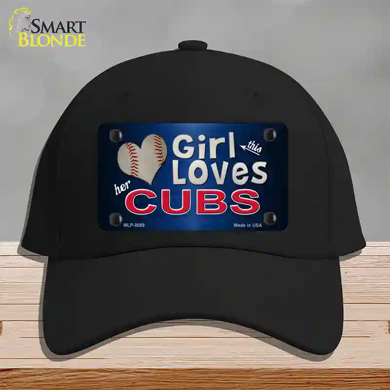 This Girl Loves Her Cubs Novelty License Plate Hat Cotton / Black