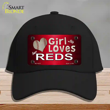 This Girl Loves Her Reds Novelty License Plate Hat Cotton / Black