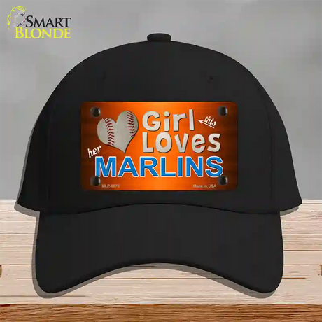 This Girl Loves Her Marlins Novelty License Plate Hat Cotton / Black