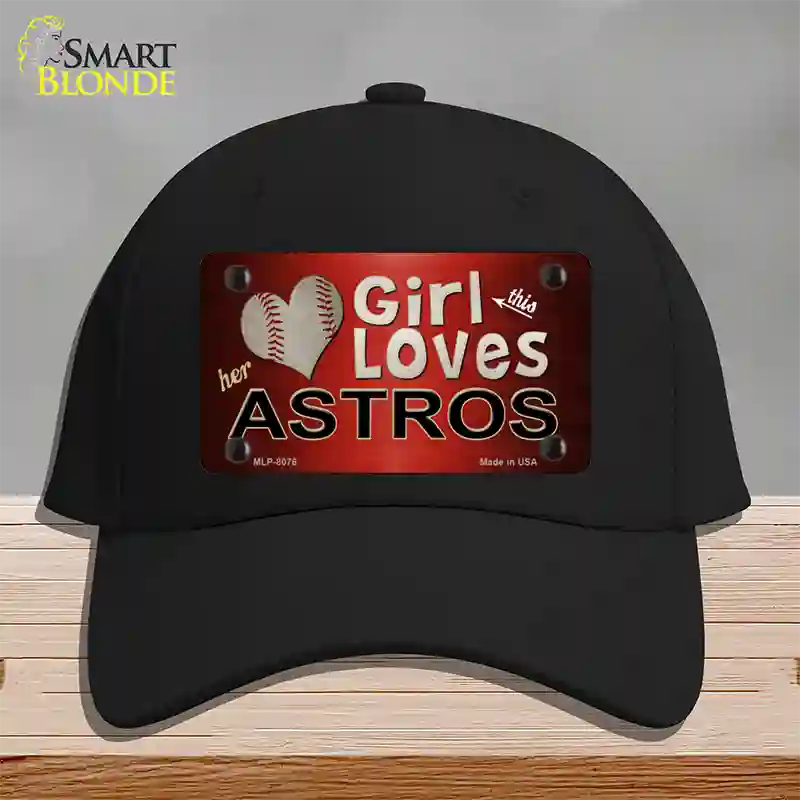 This Girl Loves Her Astros Novelty License Plate Hat Cotton / Black