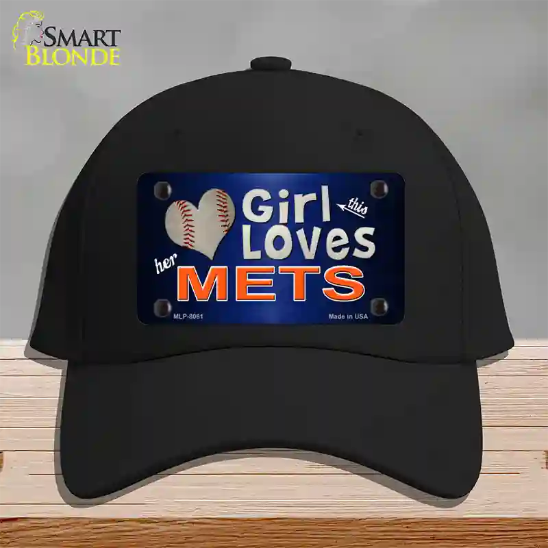 This Girl Loves Her Mets Novelty License Plate Hat Cotton / Black