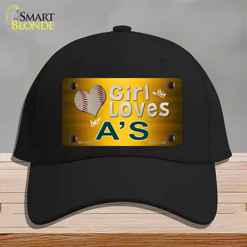 This Girl Loves Her Athletics Novelty License Plate Hat Cotton / Black