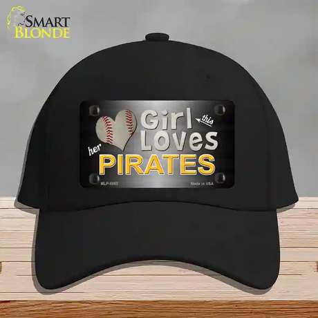 This Girl Loves Her Pirates Novelty License Plate Hat Cotton / Black