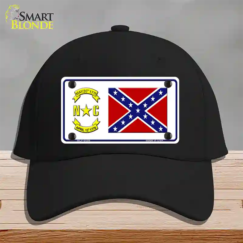 Confederate Flag North Carolina Novelty License Plate Hat Cotton / Black