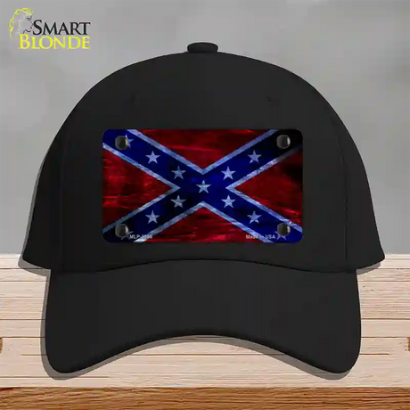 Confederate Flag Foiled Novelty License Plate Hat Cotton / Black