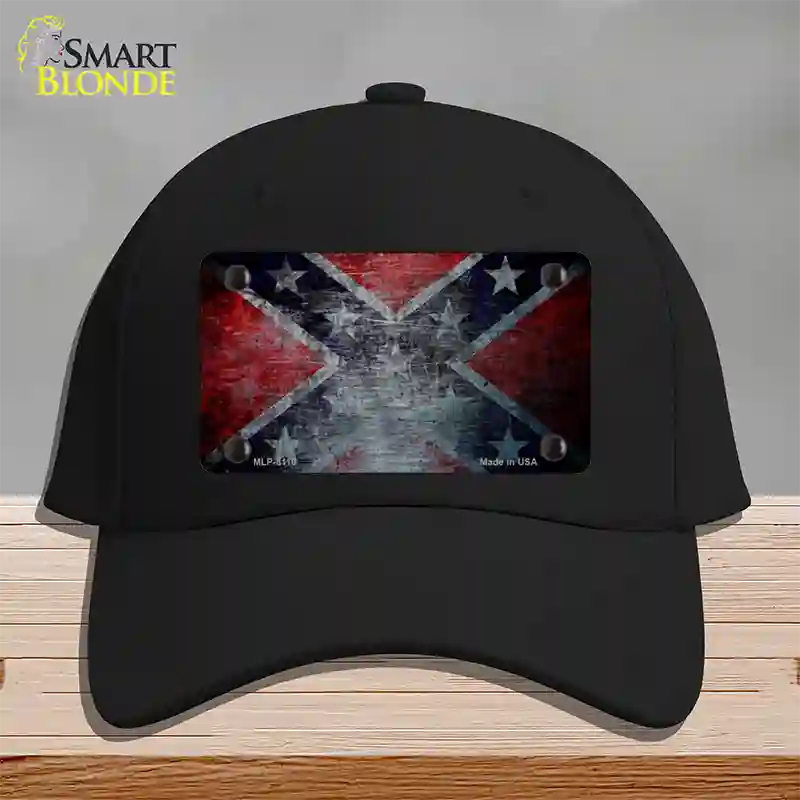 Confederate Flag Scratched Novelty License Plate Hat Cotton / Black