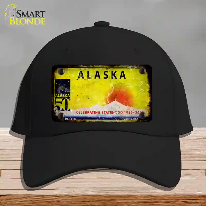 Alaska Rusty Blank Novelty License Plate Hat Black Cotton