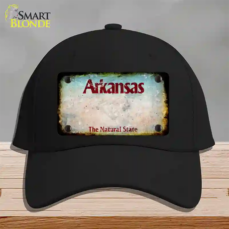 Arkansas Rusty Blank Novelty License Plate Hat Black Cotton