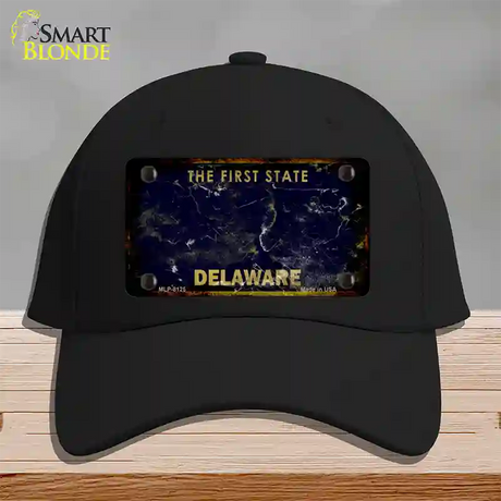 Delaware Rusty Blank Novelty License Plate Hat Cotton / Black