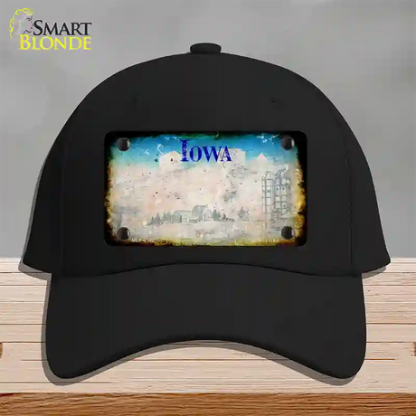 Iowa Rusty Blank Novelty License Plate Hat Cotton / Black