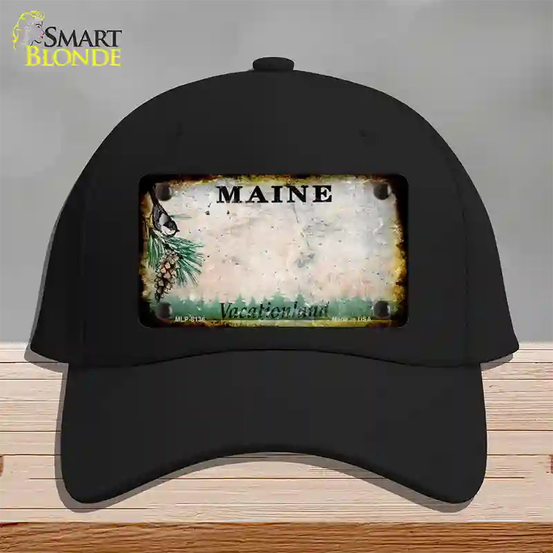 Maine Rusty Blank Novelty License Plate Hat Cotton / Black