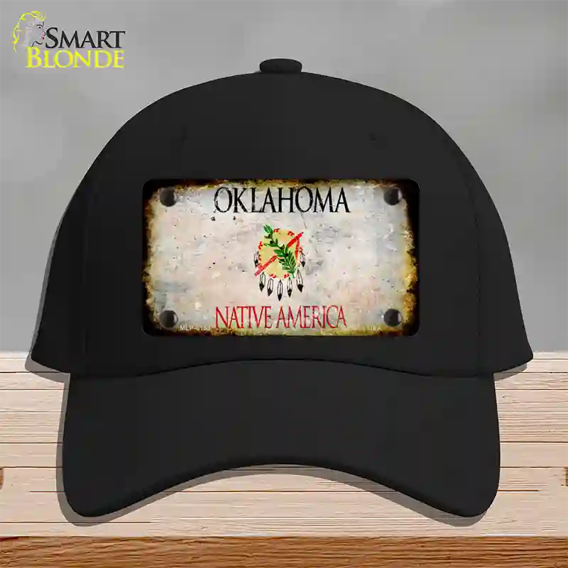 Oklahoma Rusty Blank Novelty License Plate Hat Cotton / Black