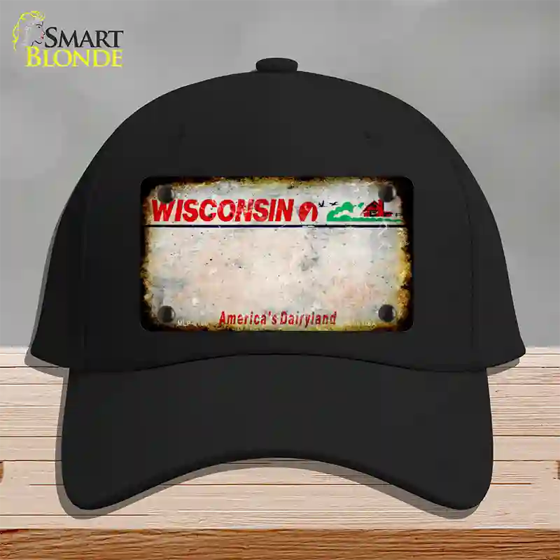 Wisconsin Rusty Blank Novelty License Plate Hat Cotton / Black