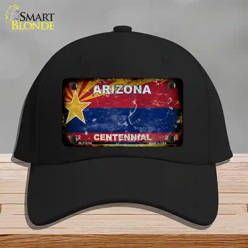 Arizona Centennial Rusty Blank Novelty License Plate Hat Black Cotton