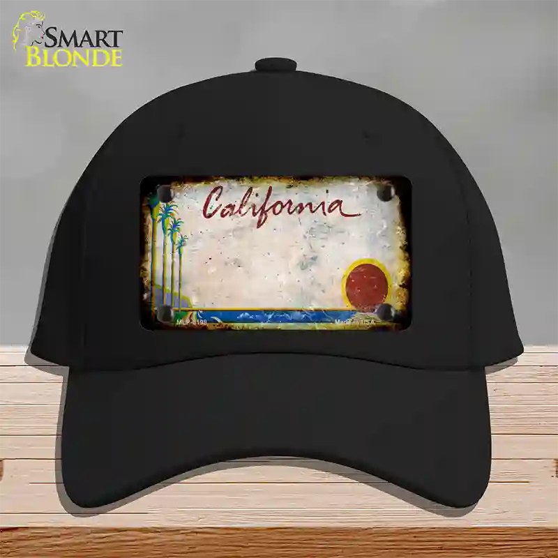 California Palm Tree Rusty Blank Novelty License Plate Hat Cotton / Black