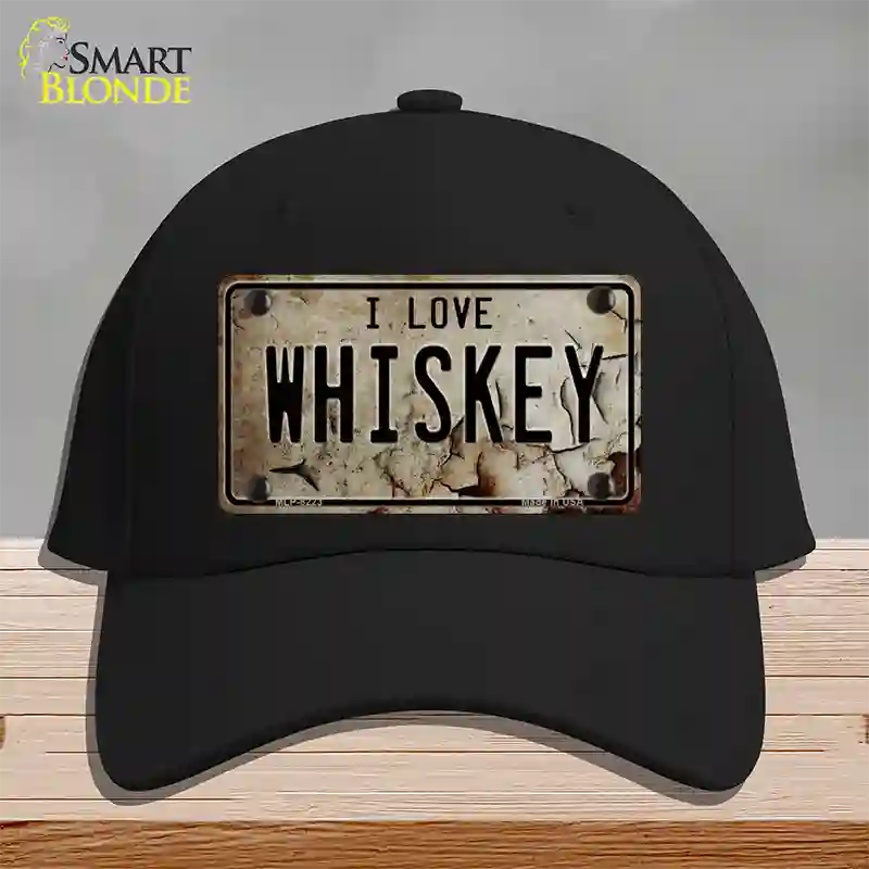 I Love Whiskey Novelty License Plate Hat Cotton / Black