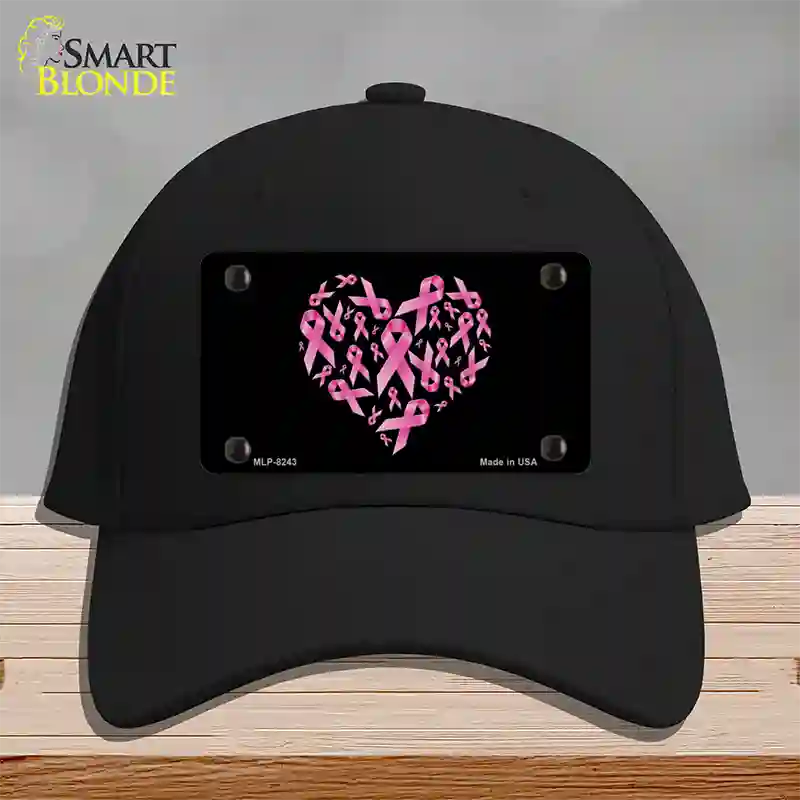 Pink Ribbons Novelty License Plate Hat Cotton / Black