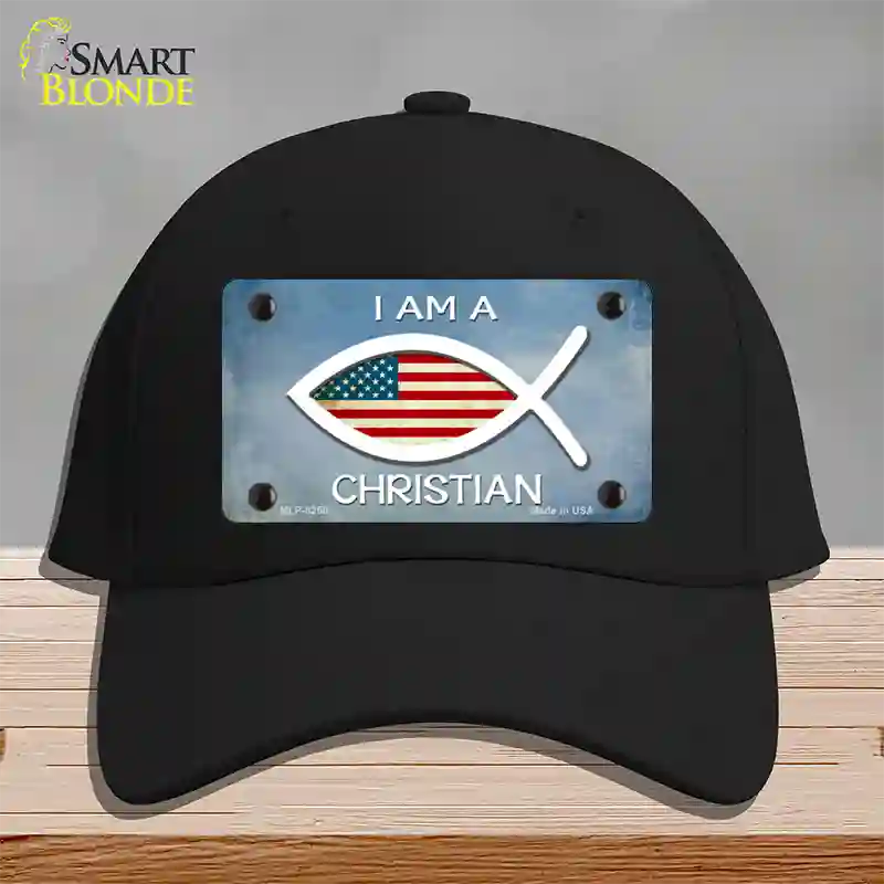 I Am A Christian Novelty License Plate Hat Cotton / Black