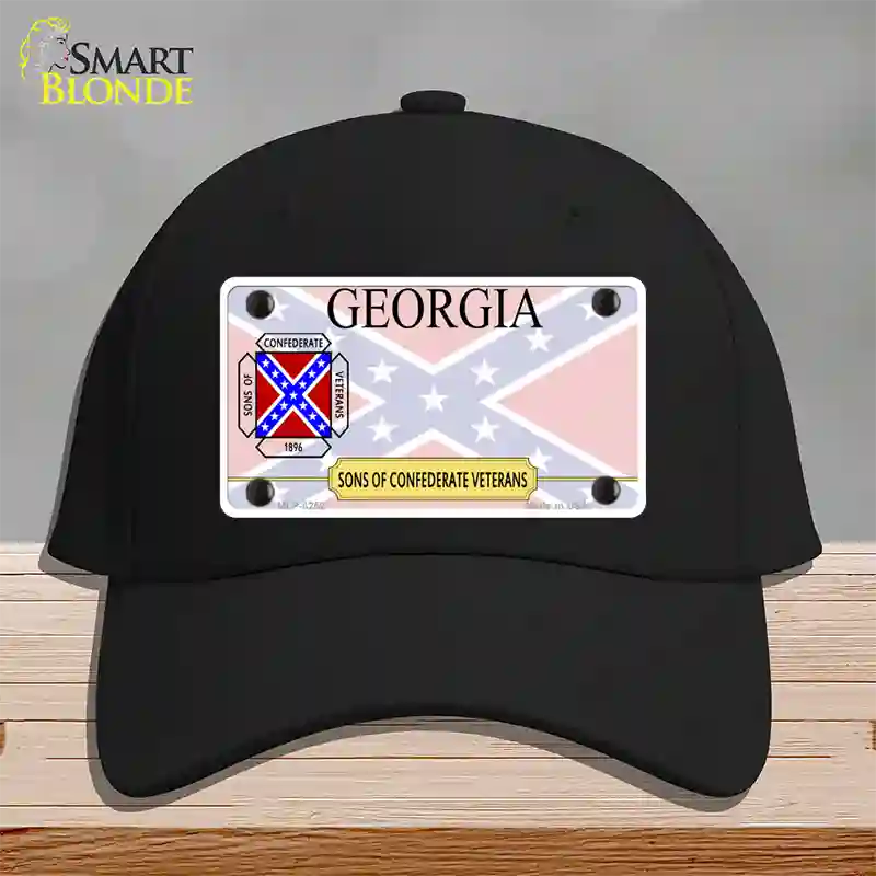 Georgia Sons Of Confederate Novelty License Plate Hat Cotton / Black