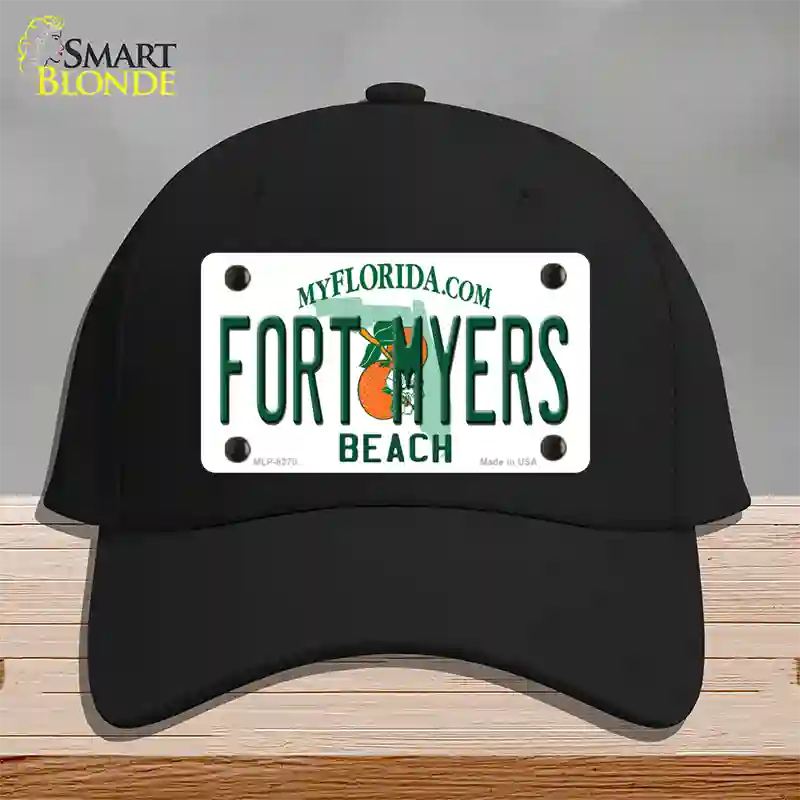 Fort Myers Beach Novelty License Plate Hat Cotton / Black