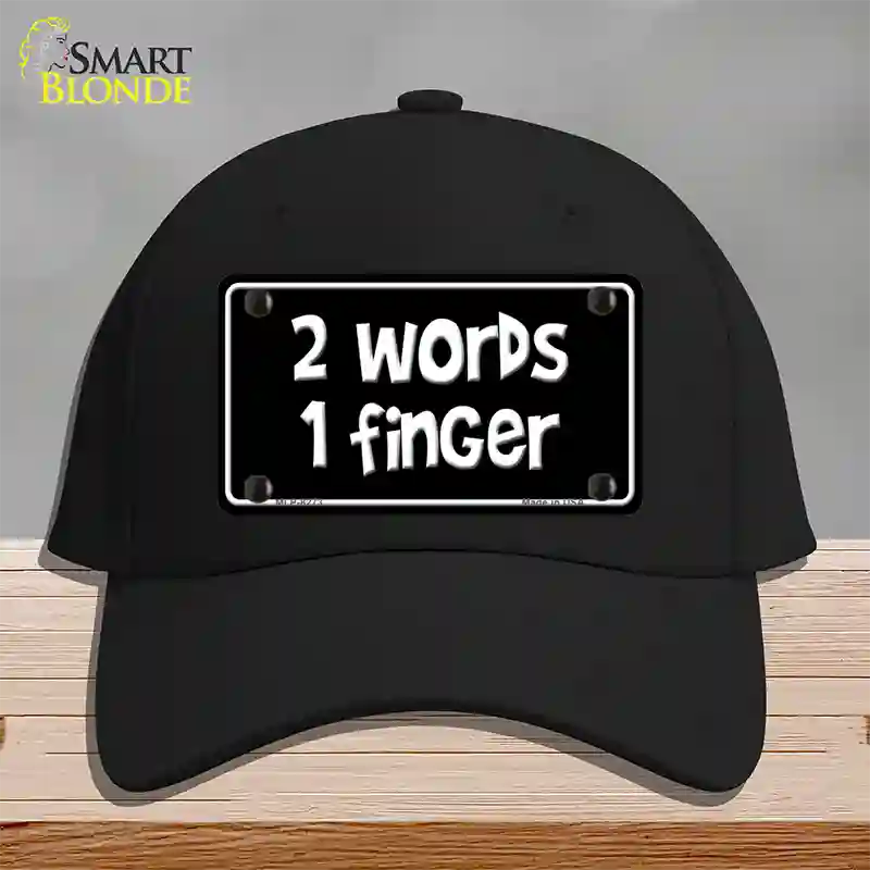 Two Words One Finger Novelty License Plate Hat Cotton / Black