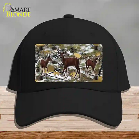 Deer On Camo Novelty License Plate Hat Cotton / Black