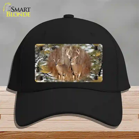 Two Deer On Camo Novelty License Plate Hat Cotton / Black