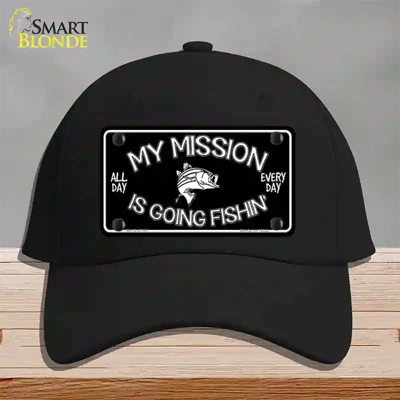 My Mission Is Fishin Novelty License Plate Hat Cotton / Black