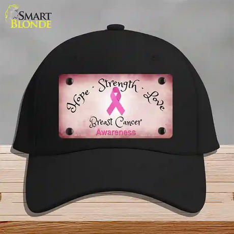 Breast Cancer Ribbon Pink Novelty License Plate Hat Cotton / Black