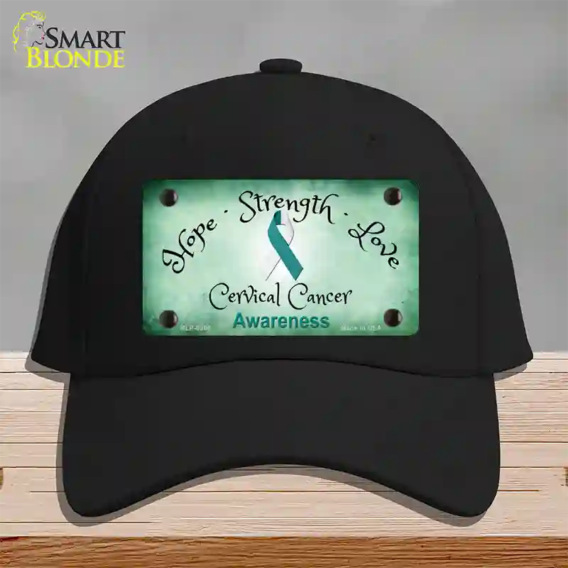 Cervical Cancer Ribbon Novelty License Plate Hat Cotton / Black