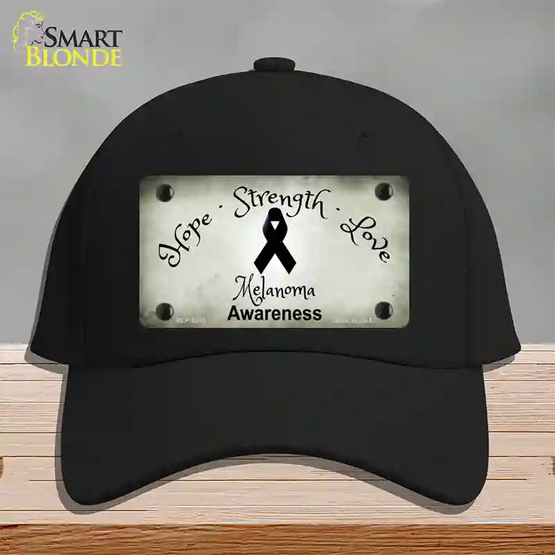 Melanoma Cancer Ribbon Novelty License Plate Hat Cotton / Black