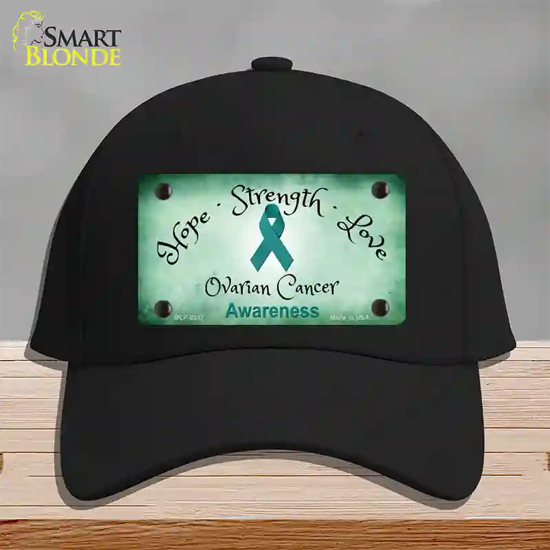 Ovarian Cancer Ribbon Novelty License Plate Hat Cotton / Black