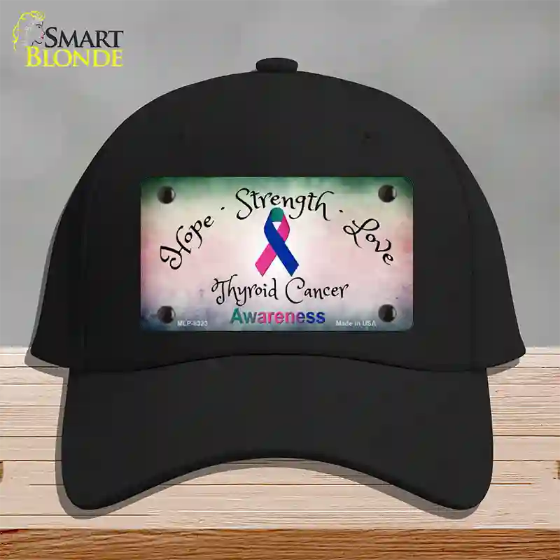 Thyroid Cancer Ribbon Novelty License Plate Hat Cotton / Black