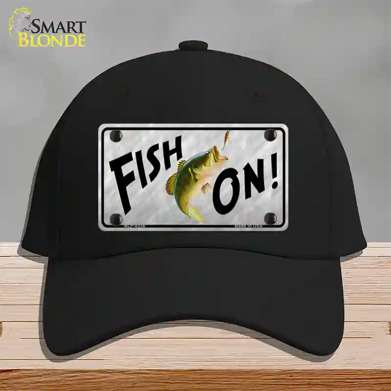 Fish On Novelty License Plate Hat Cotton / Black