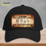 Doors Locked Your Protection Novelty License Plate Hat Cotton / Black