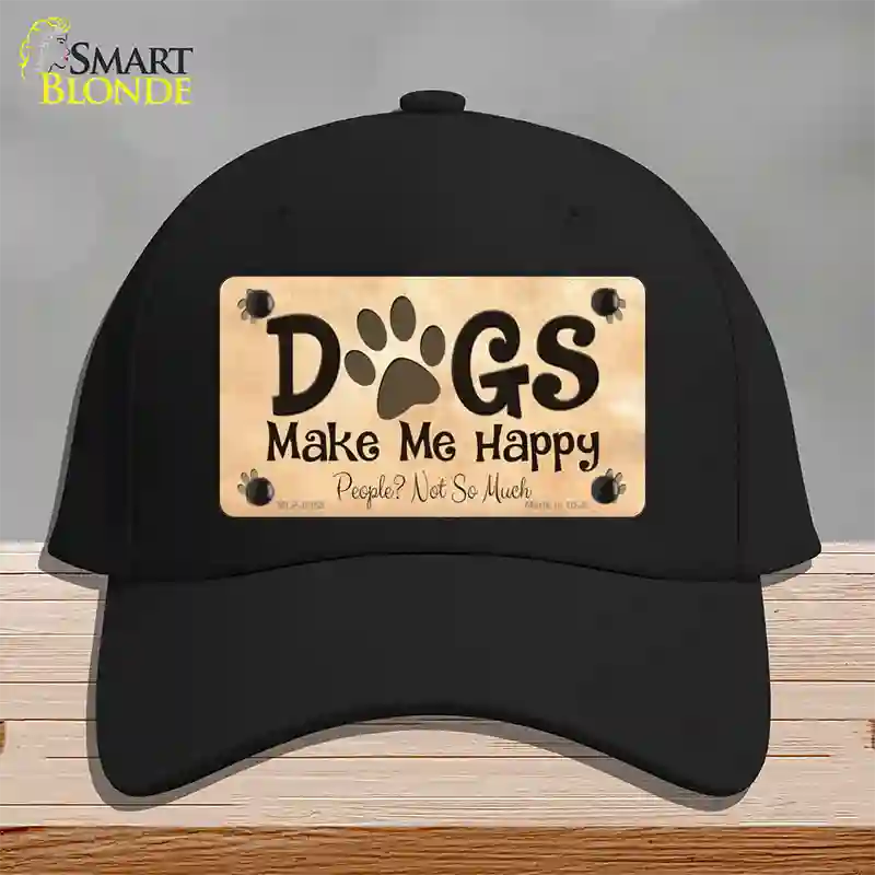 Dogs Make Me Happy Novelty License Plate Hat Cotton / Black