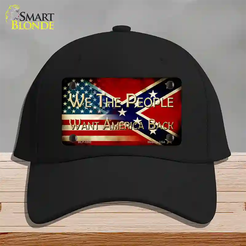 We The People American Confederate Novelty License Plate Hat Cotton / Black