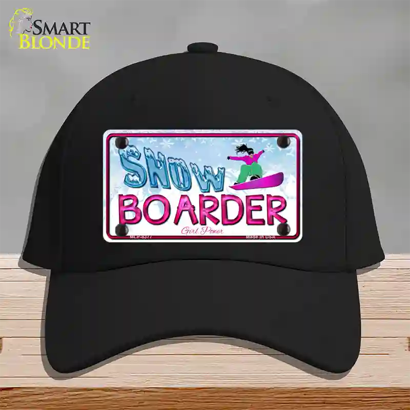 Snow Boarder Girl Novelty License Plate Hat Cotton / Black