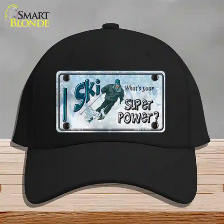 I Ski What's Your Super Power Male Novelty License Plate Hat Cotton / Black