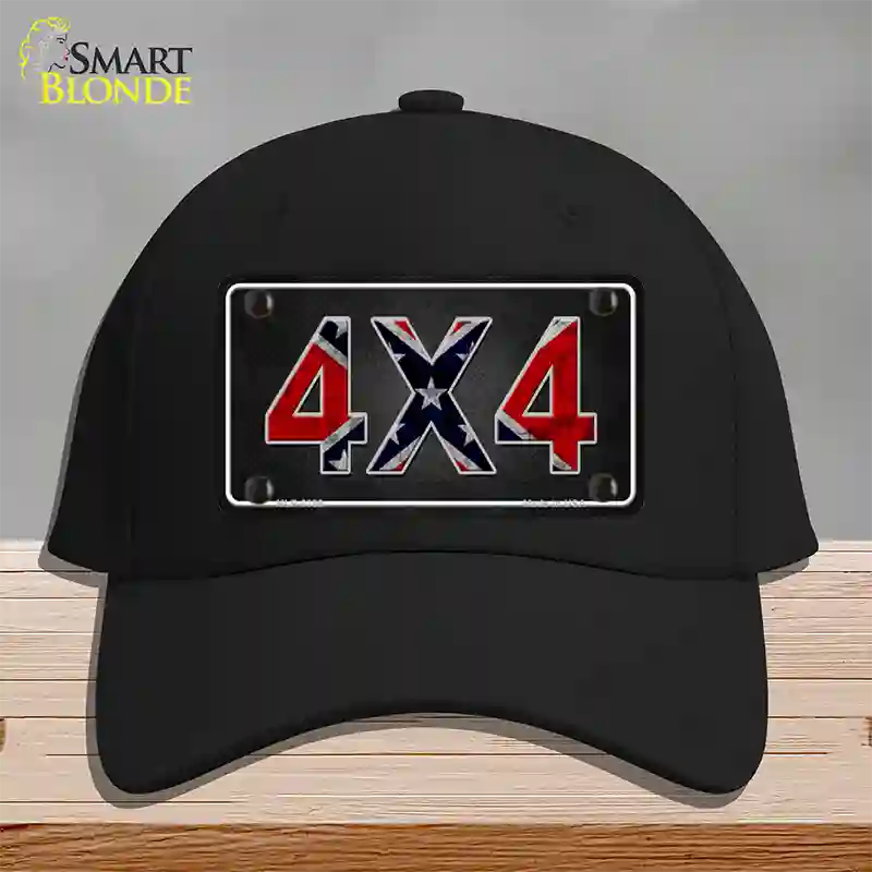 4x4 Confederate Novelty License Plate Hat Cotton / Black