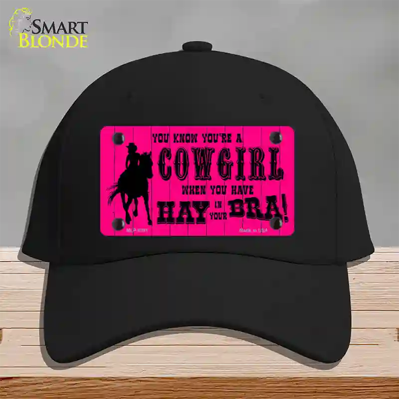 Pink Cowgirl Novelty License Plate Hat Cotton / Black