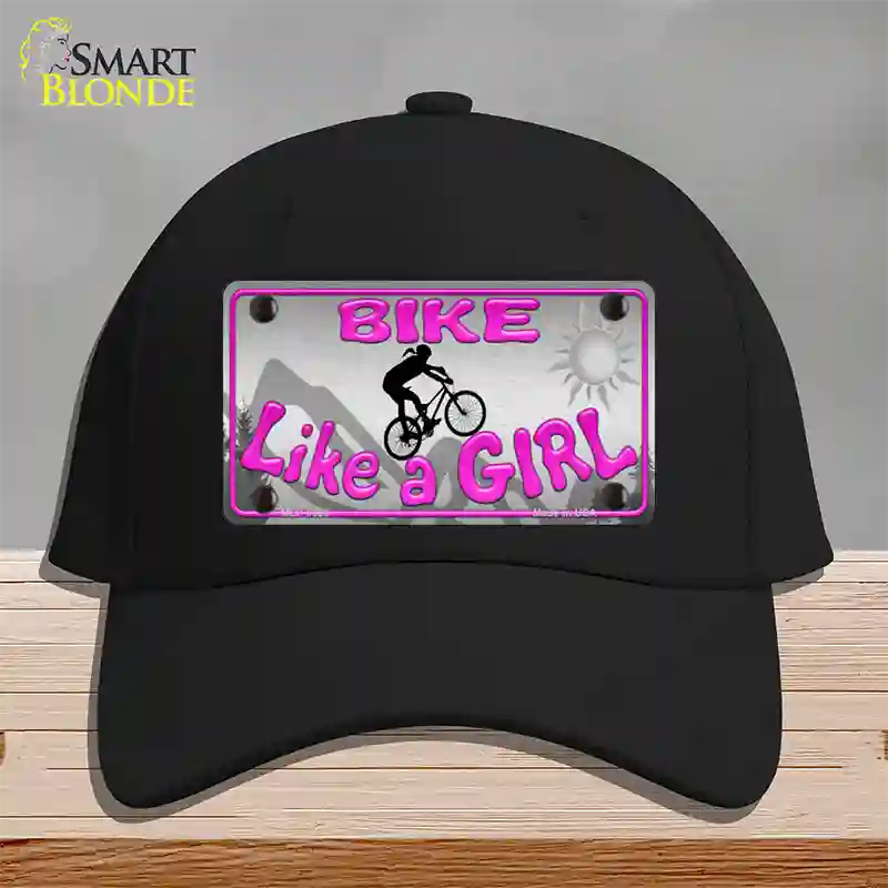 Bike Like A Girl Novelty License Plate Hat Cotton / Black