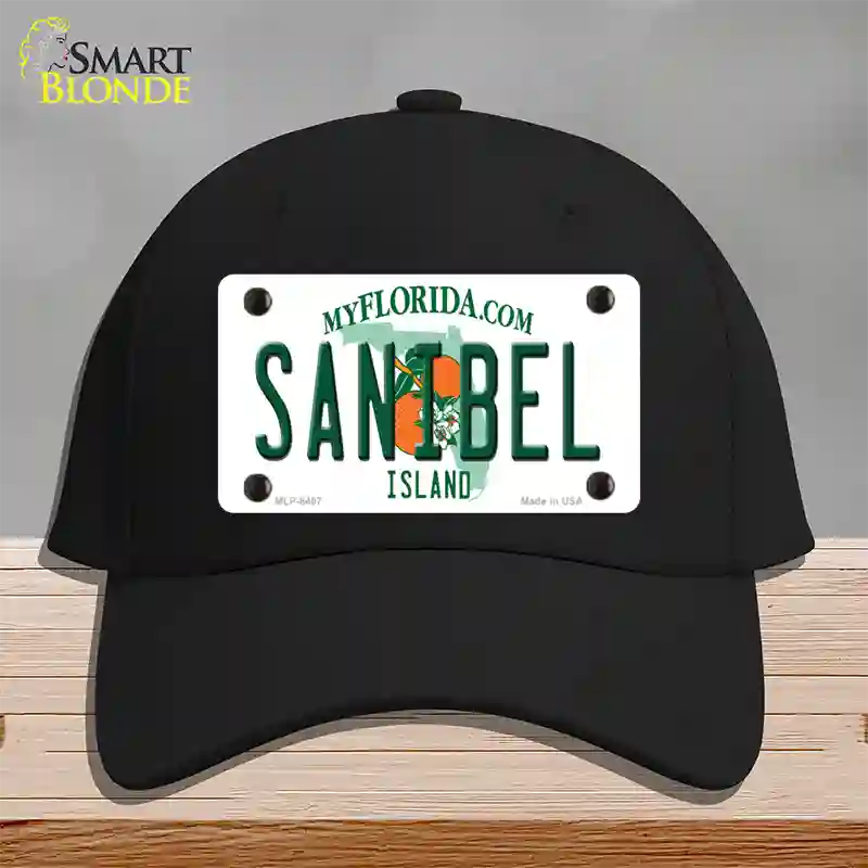 Sanibel Florida Novelty License Plate Hat Cotton / Black