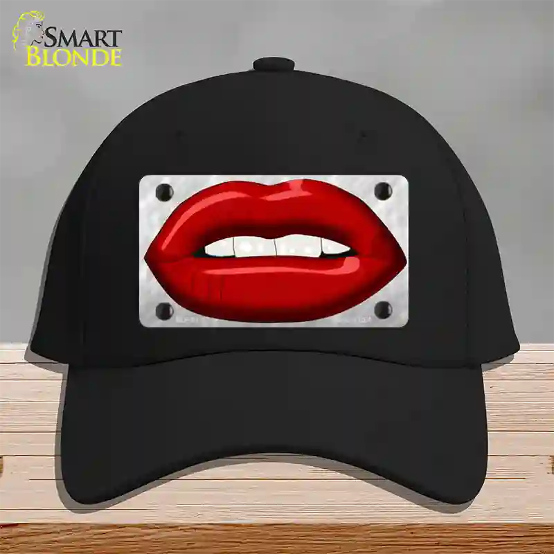 Red Lips Novelty License Plate Hat Cotton / Black