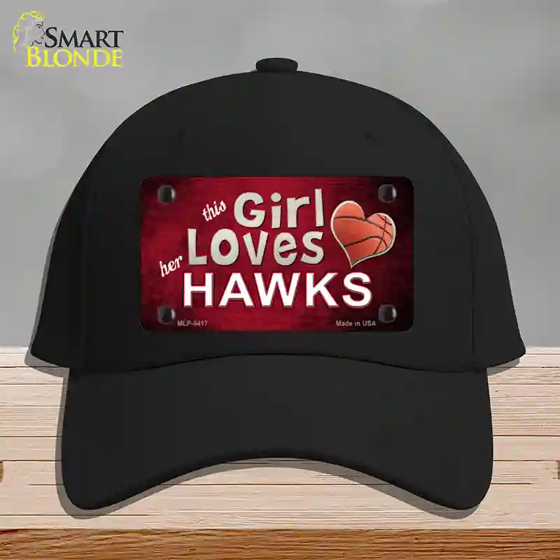 This Girl Loves Her Hawks Novelty License Plate Hat Cotton / Black