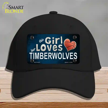 This Girl Loves Her Timberwolves Novelty License Plate Hat Cotton / Black