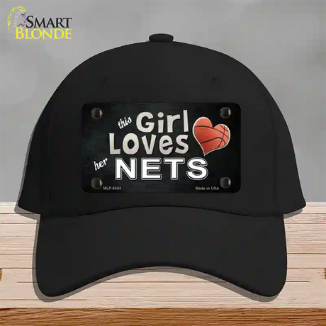 This Girl Loves Her Nets Novelty License Plate Hat Cotton / Black