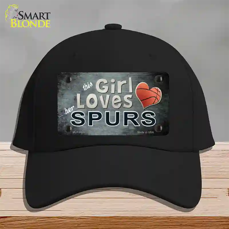 This Girl Loves Her Spurs Novelty License Plate Hat Cotton / Black