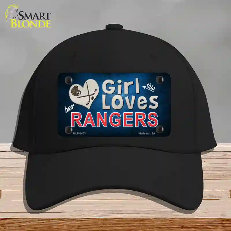 This Girl Loves Her Rangers Blue Novelty License Plate Hat Cotton / Black